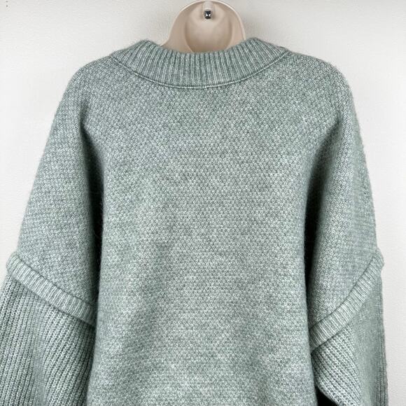 Madewell Cable Havener Pullover Sweater Wool Alpaca Cable Knit Sage 3X Boxy - Picture 9 of 16